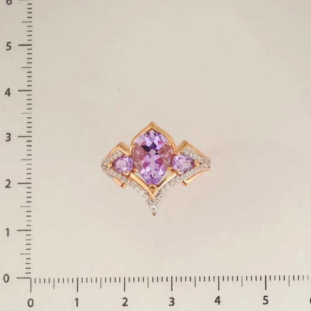 Кольцо с аметистом из красного золота 585 пробы 2