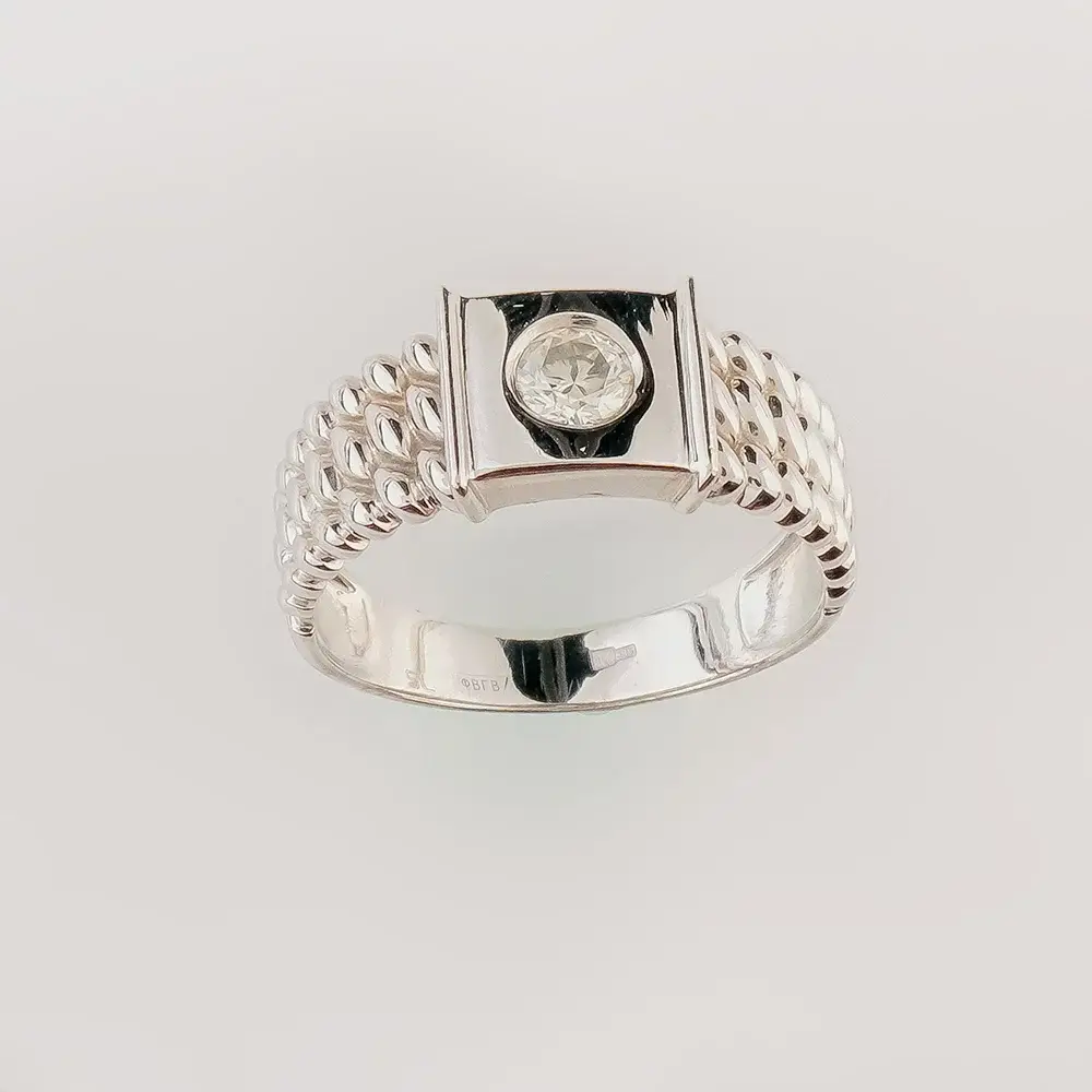 Кольцо с бриллиантом из белого золота 585 пробы