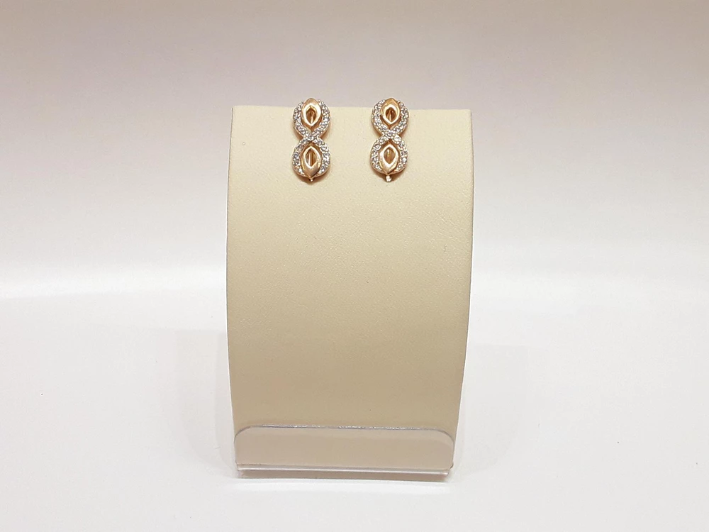 Серьги с фианитом из красного золота 585 пробы 1