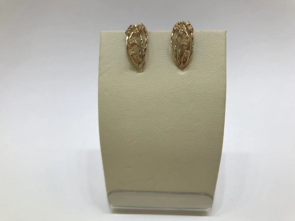 Серьги с фианитом из красного золота 585 пробы 1