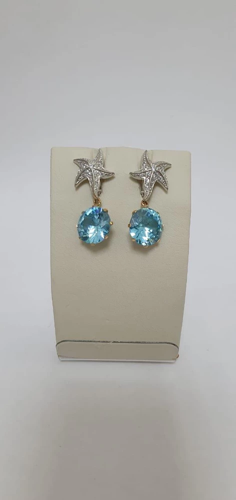 Серьги с фианитом из красного золота 585 пробы 1