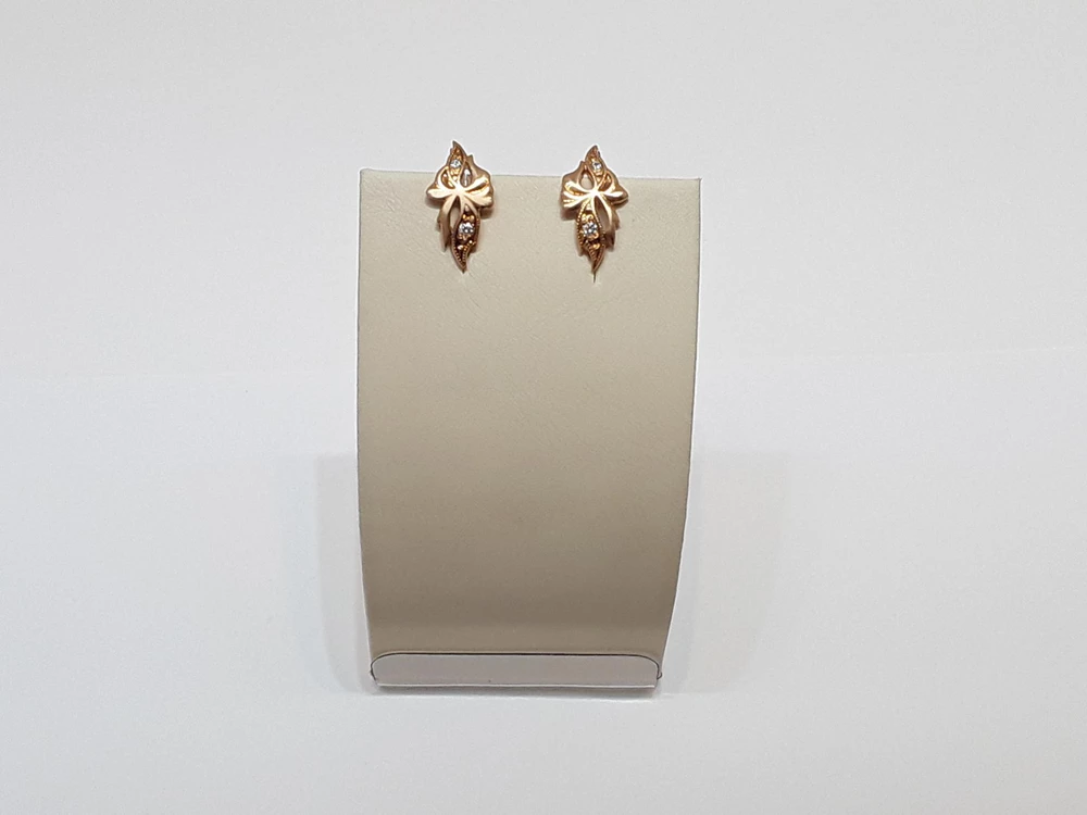 Серьги с фианитом из красного золота 585 пробы 1