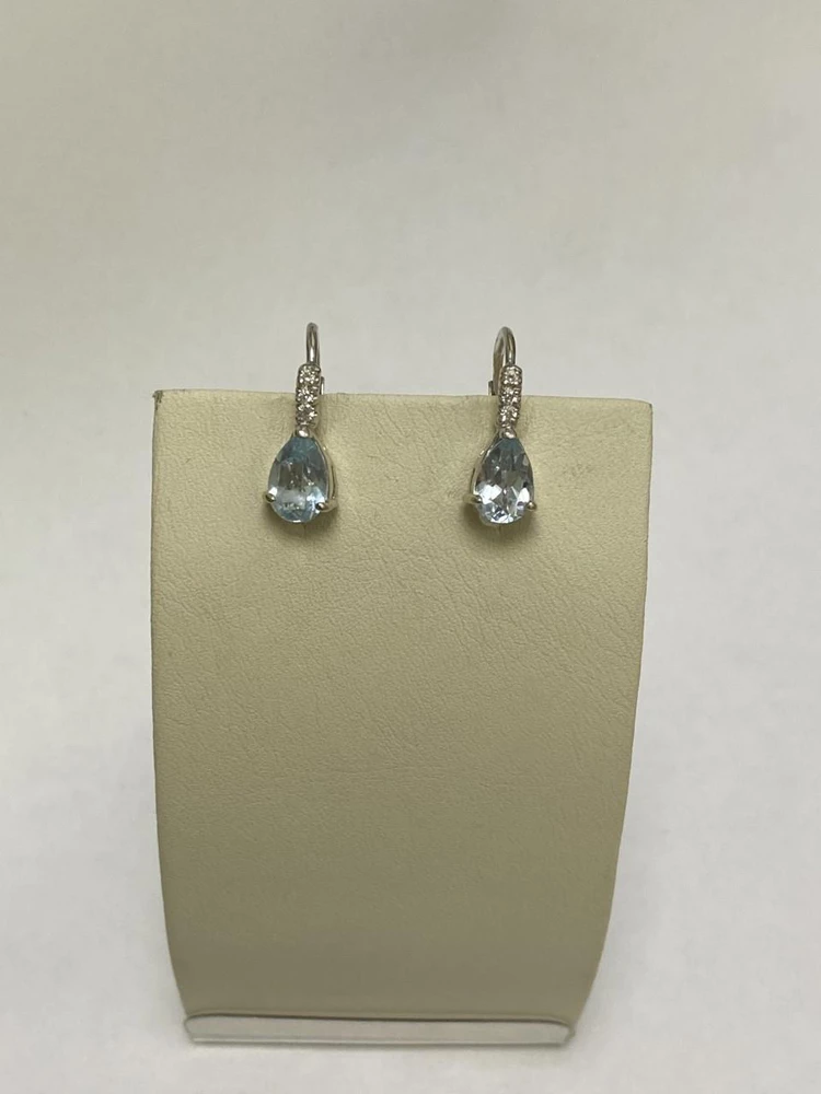 Серьги с фианитом из красного золота 750 пробы 1