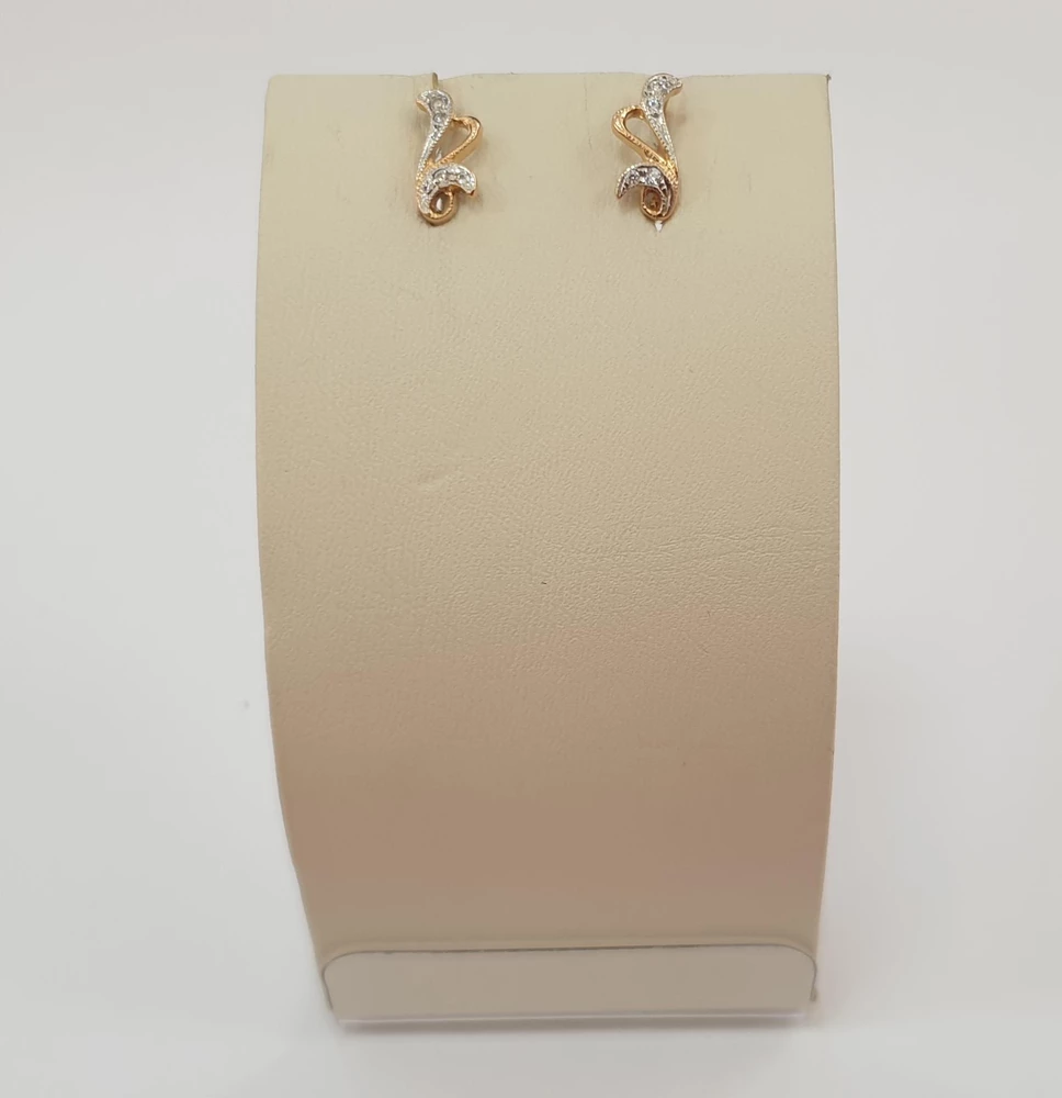 Серьги с фианитом из красного золота 585 пробы 1