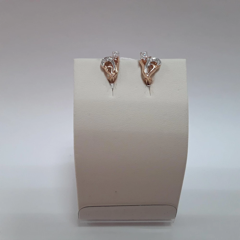 Серьги с фианитом из красного золота 585 пробы 1