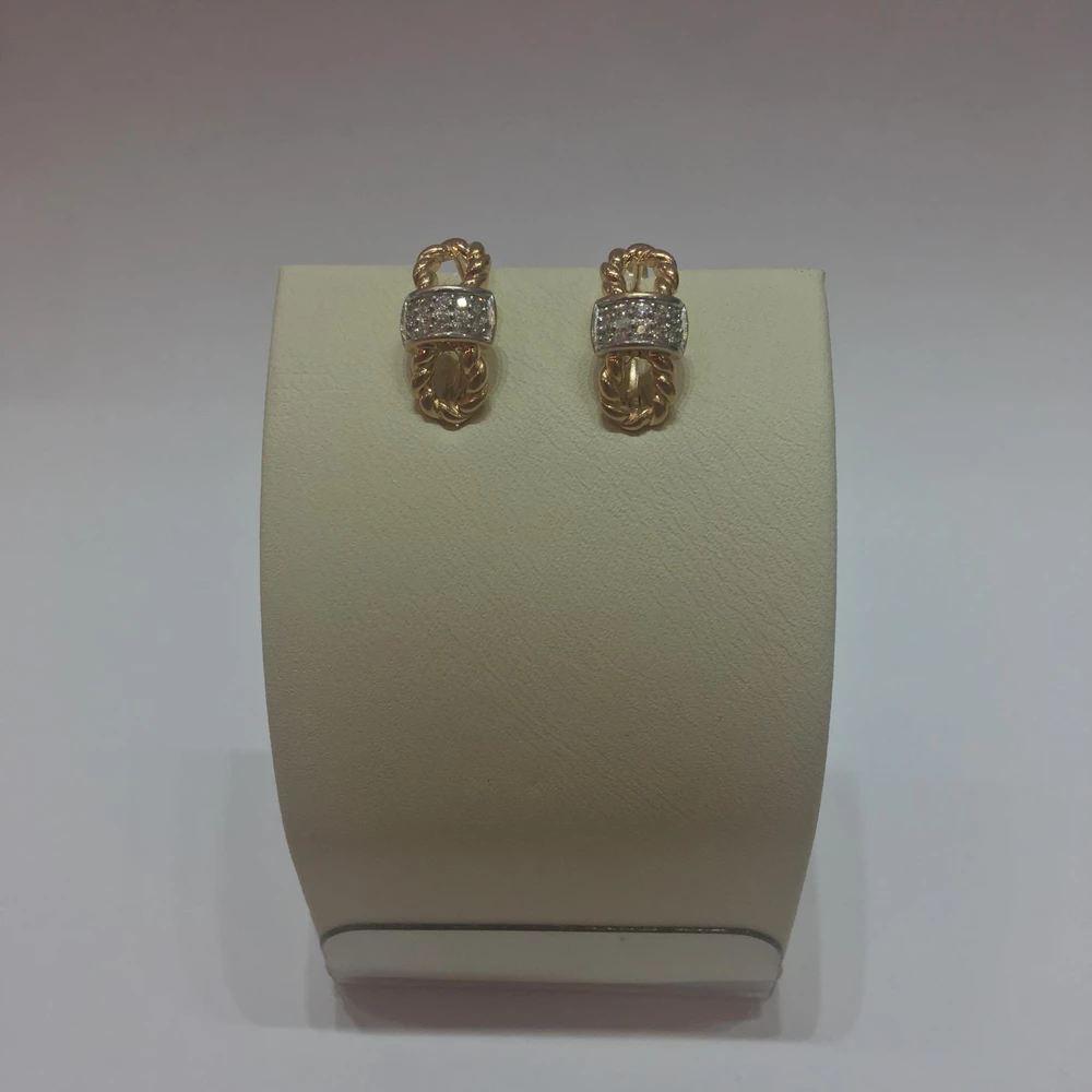 Серьги с фианитом из красного золота 585 пробы 1