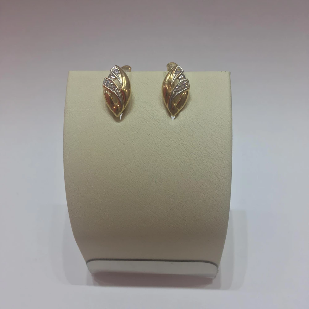 Серьги с фианитом из красного золота 585 пробы 1