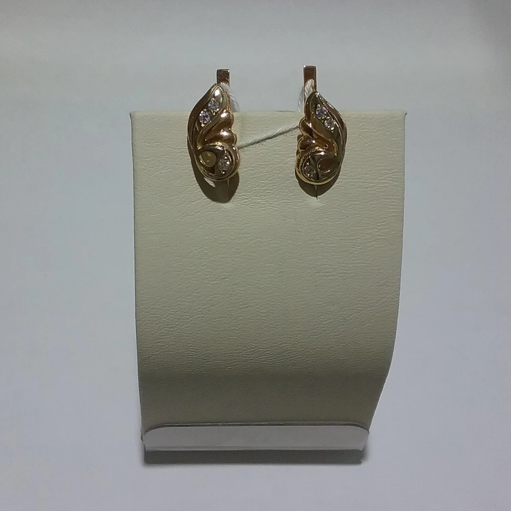 Серьги с фианитом из красного золота 585 пробы 1