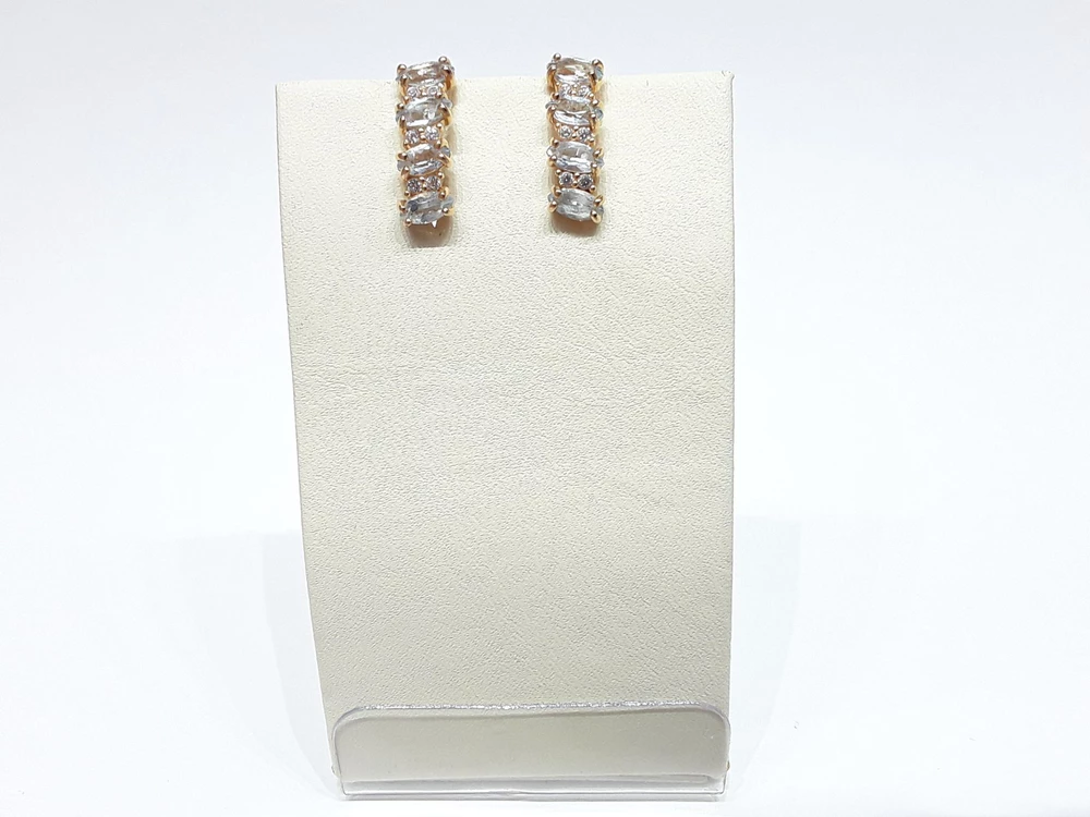 Серьги с фианитом из красного золота 585 пробы 1
