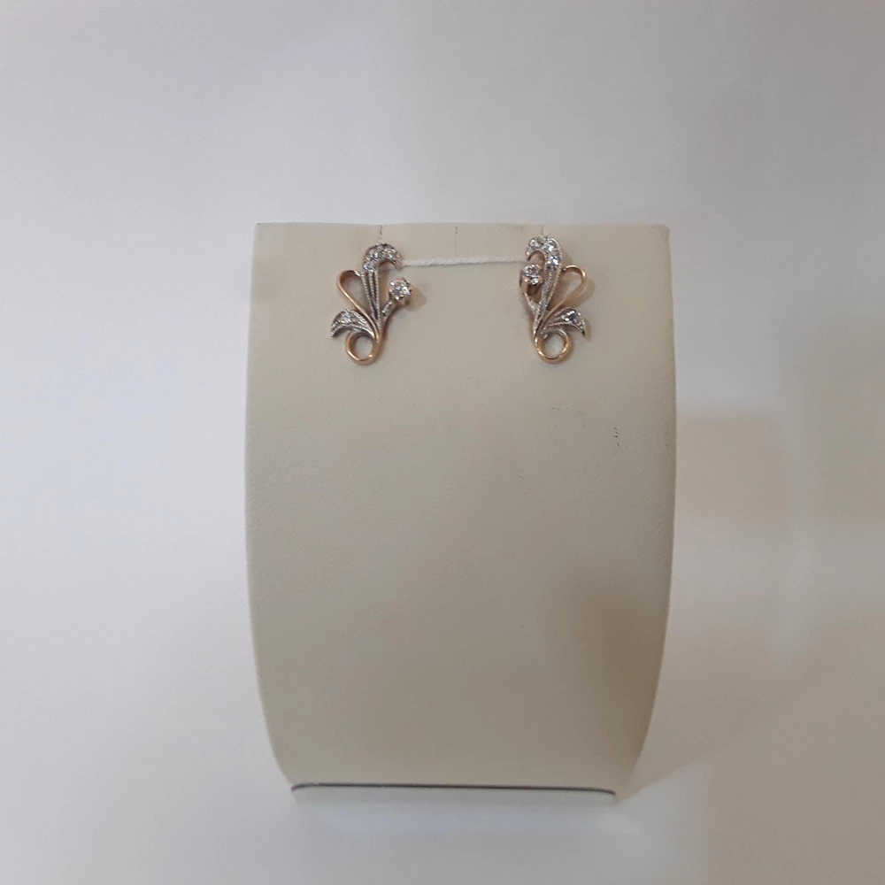 Серьги с фианитом из красного золота 585 пробы 1