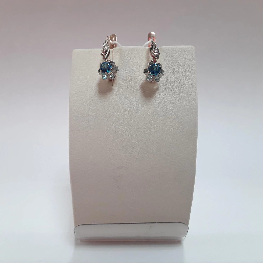 Серьги с фианитом из красного золота 585 пробы 1