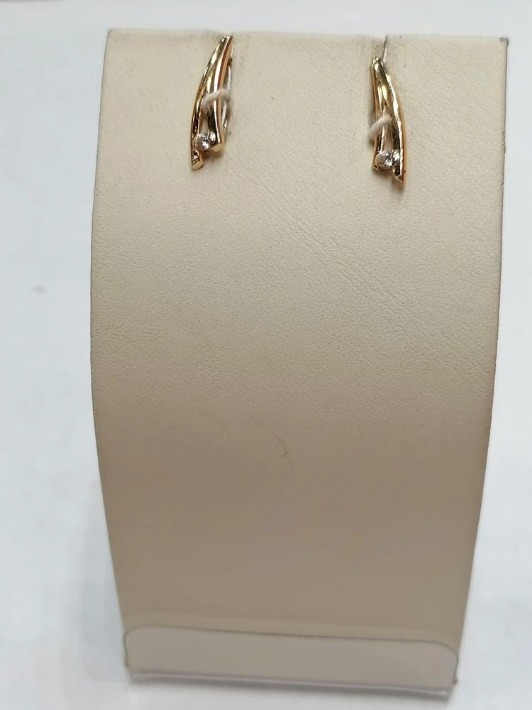 Серьги с фианитом из красного золота 585 пробы 1