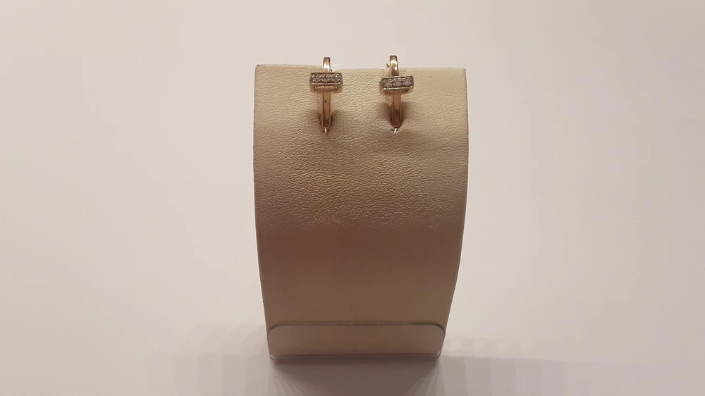 Серьги с фианитом из красного золота 585 пробы 1