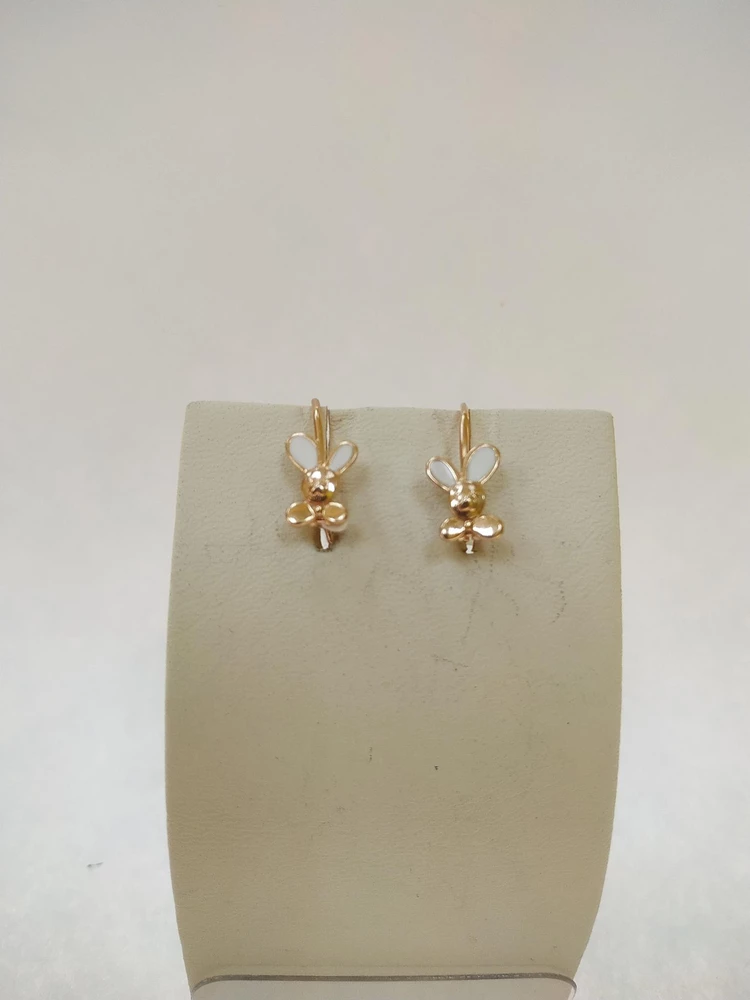 Серьги с фианитом из красного золота 585 пробы 1