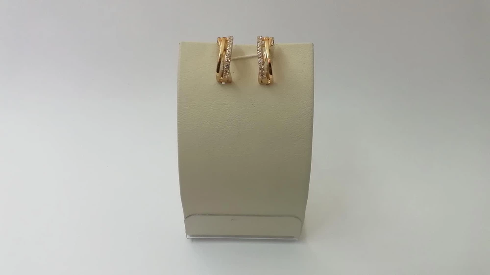 Серьги с фианитом из красного золота 585 пробы 1