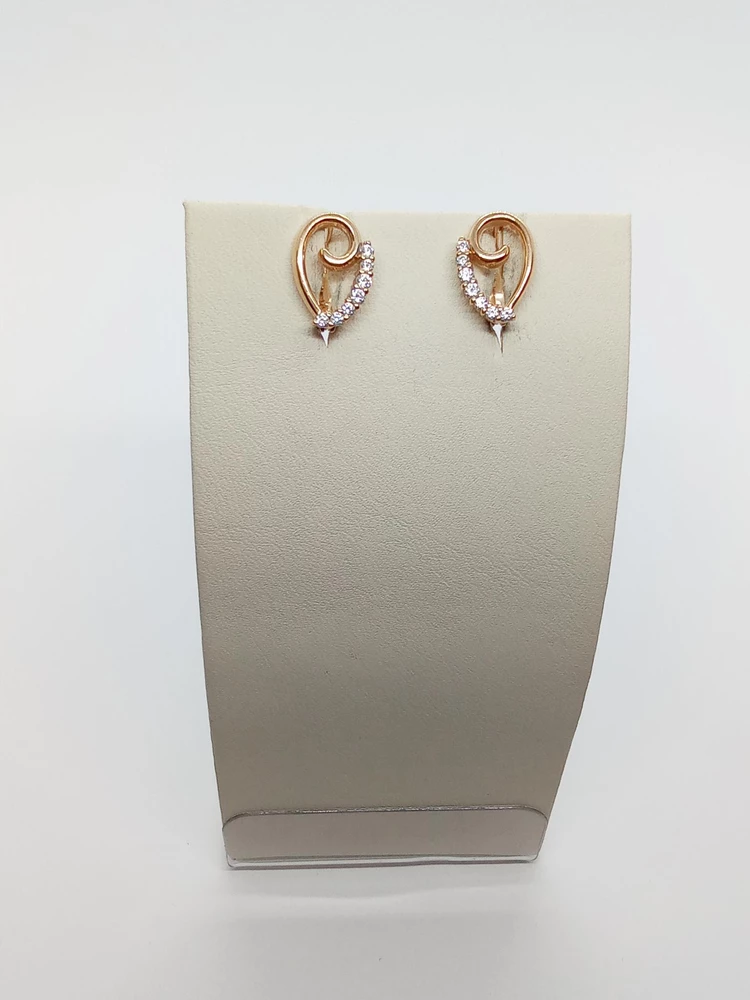Серьги с фианитом из красного золота 585 пробы 1