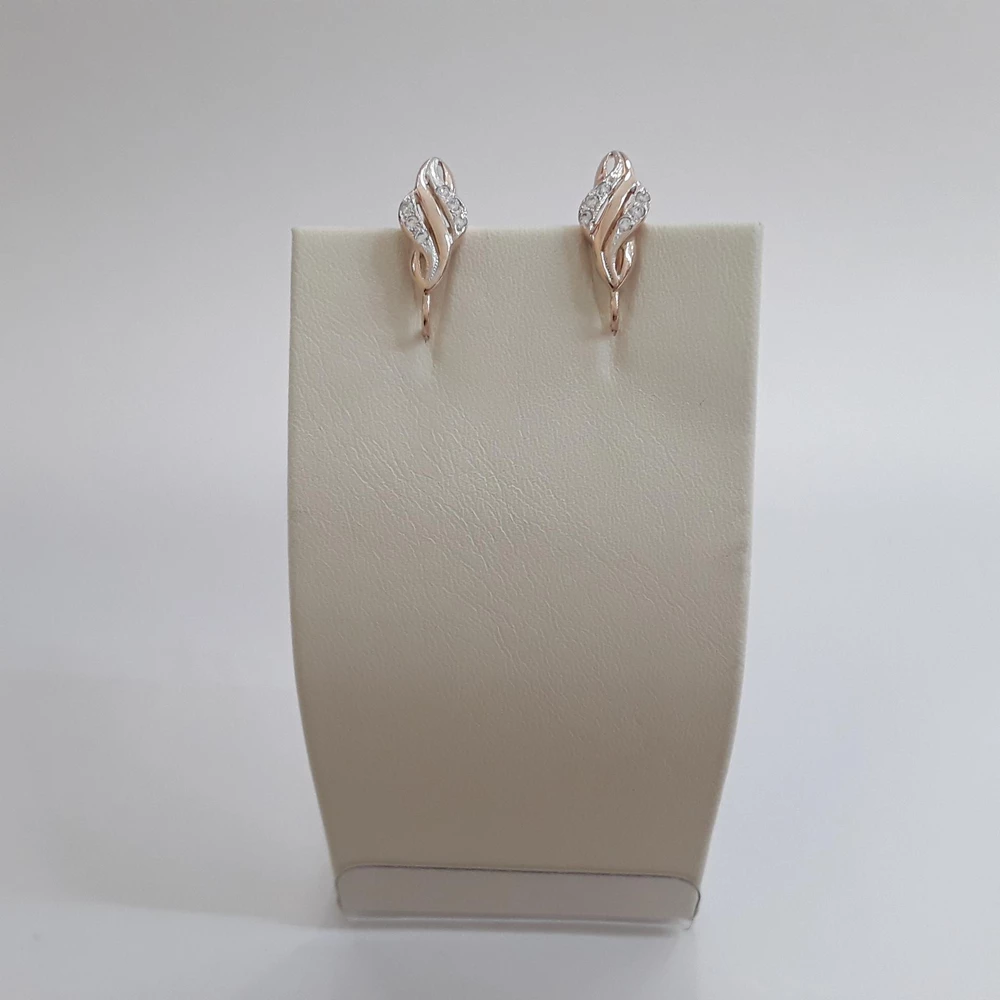 Серьги с фианитом из красного золота 585 пробы 1