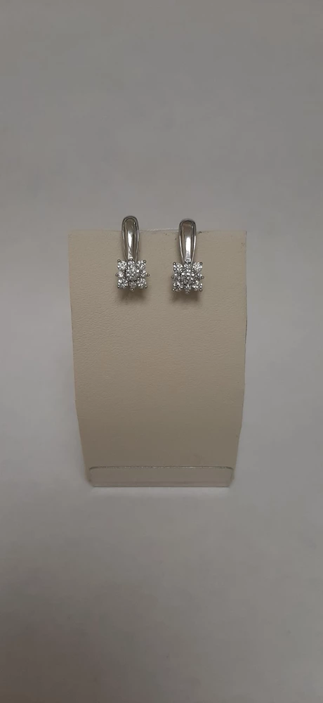 Серьги с фианитом из белого золота 585 пробы 1
