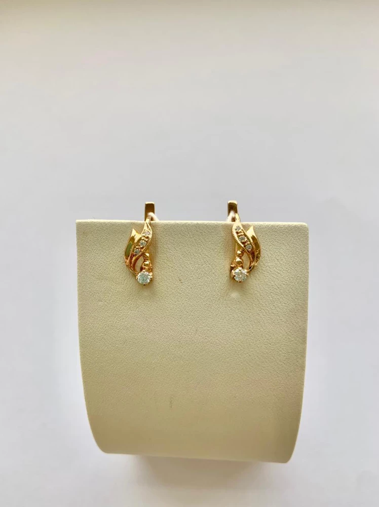 Серьги с фианитом из красного золота 585 пробы 1