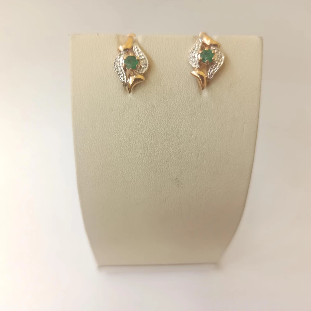 Серьги с фианитом из красного золота 585 пробы 1
