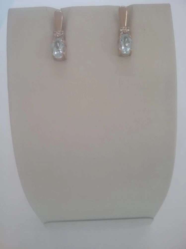 Серьги с фианитом из красного золота 585 пробы 1