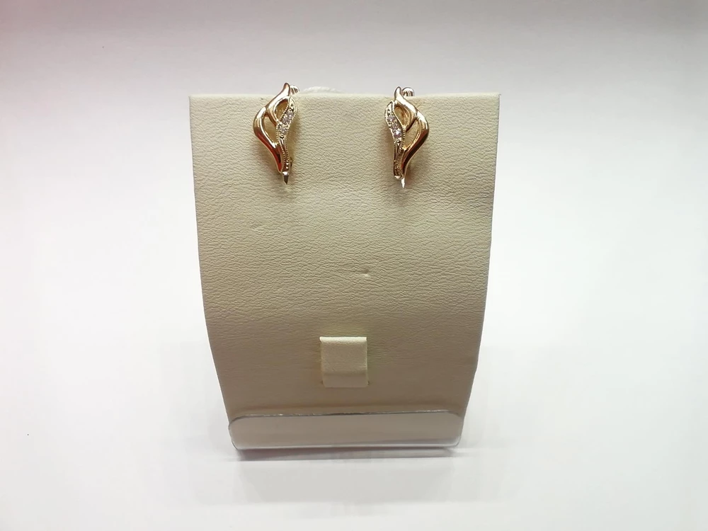 Серьги с фианитом из красного золота 585 пробы 1