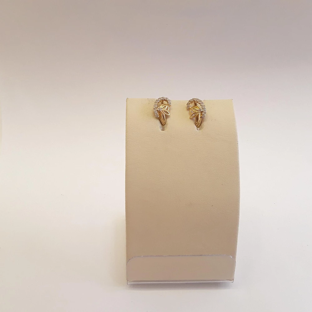 Серьги с фианитом из желтого золота 585 пробы 1