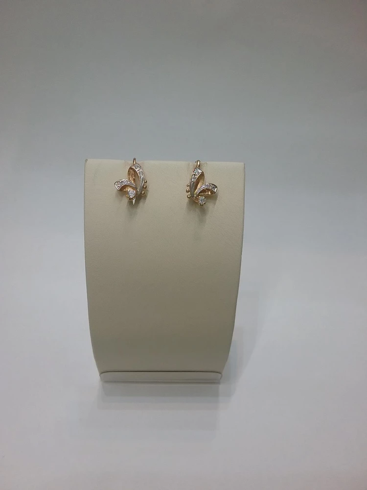 Серьги с фианитом из красного золота 585 пробы 1