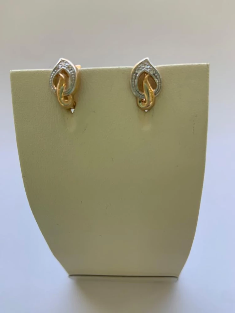 Серьги с фианитом из красного золота 585 пробы 1