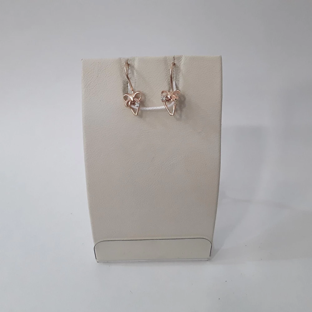 Серьги с фианитом из красного золота 585 пробы 1