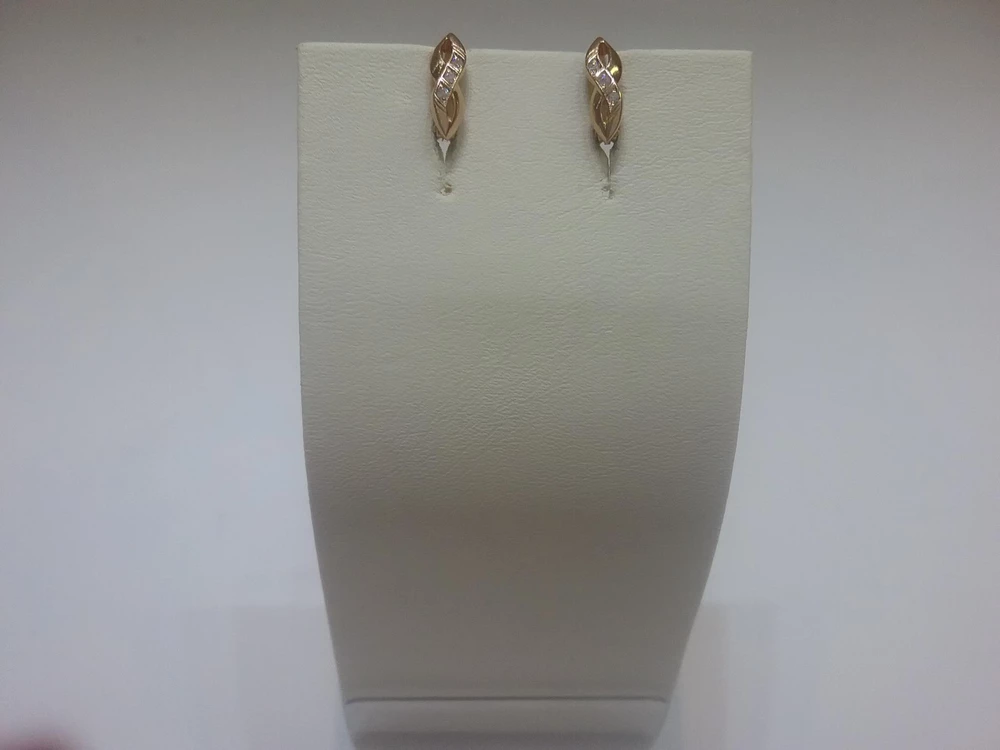 Серьги с фианитом из красного золота 585 пробы 1