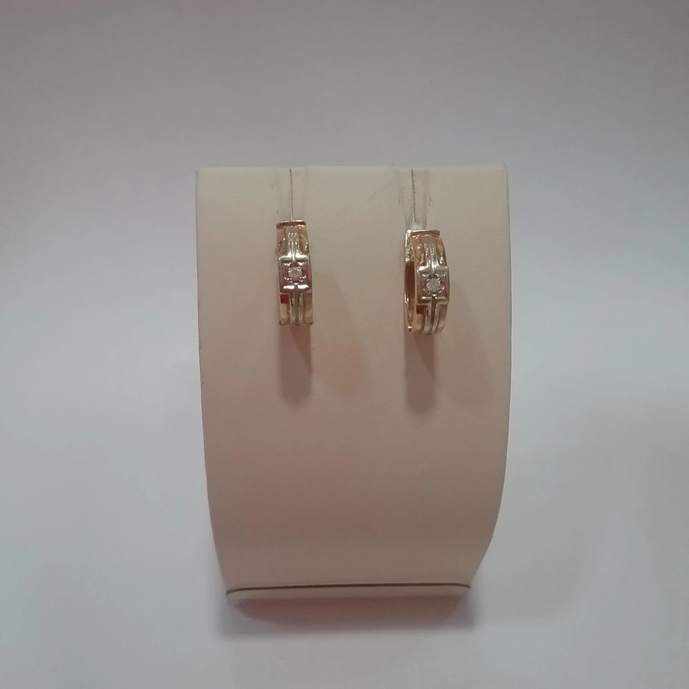Серьги с фианитом из красного золота 585 пробы 1