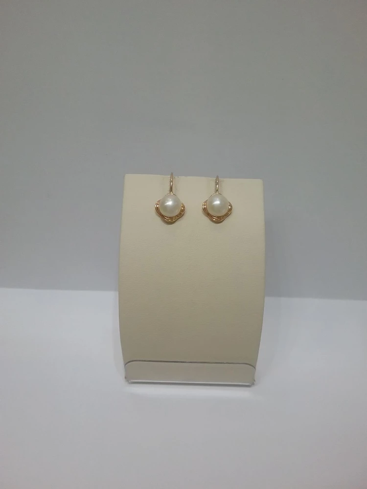 Серьги с культивированным жемчугом из красного золота 585 пробы 1