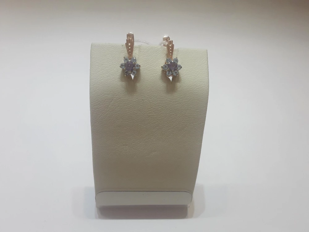 Серьги с топазом из красного золота 585 пробы 1