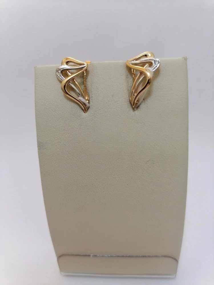Серьги с фианитом из красного золота 585 пробы 1