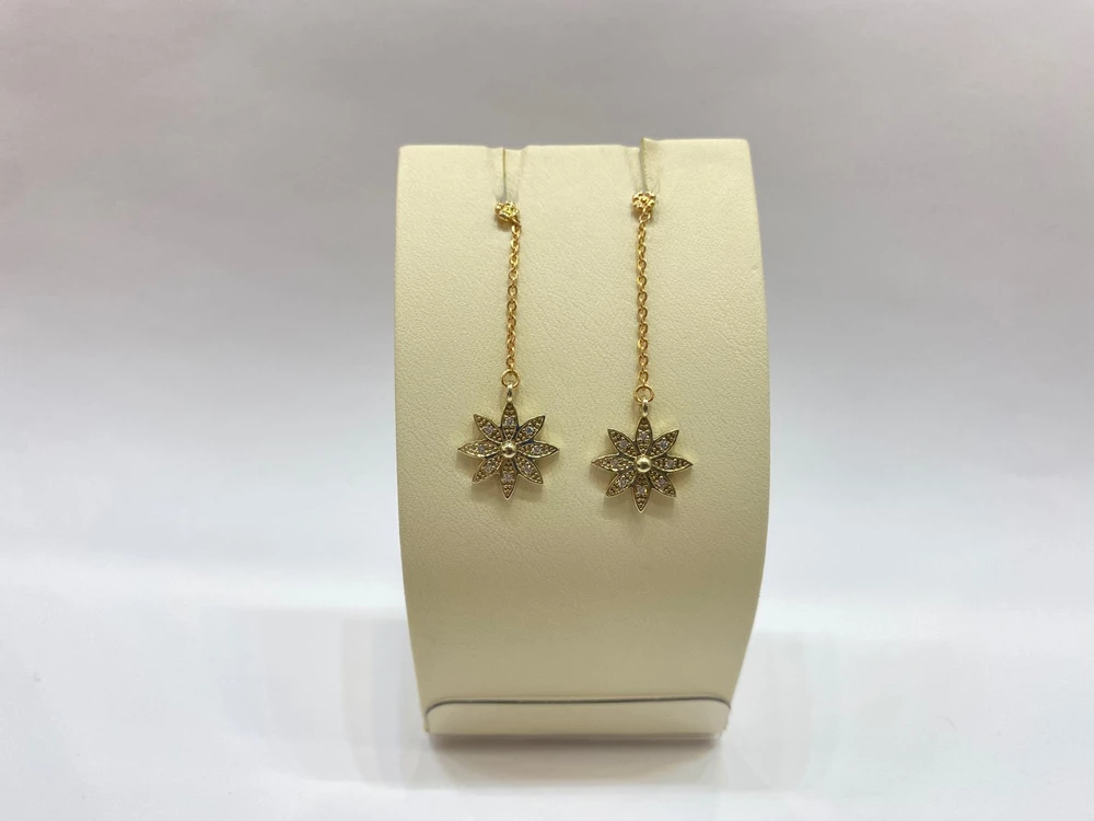 Серьги с фианитом из красного золота 585 пробы 1