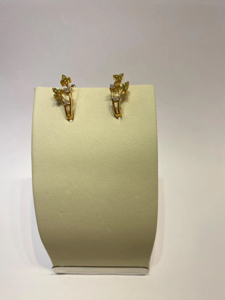 Серьги с фианитом из красного золота 585 пробы 1