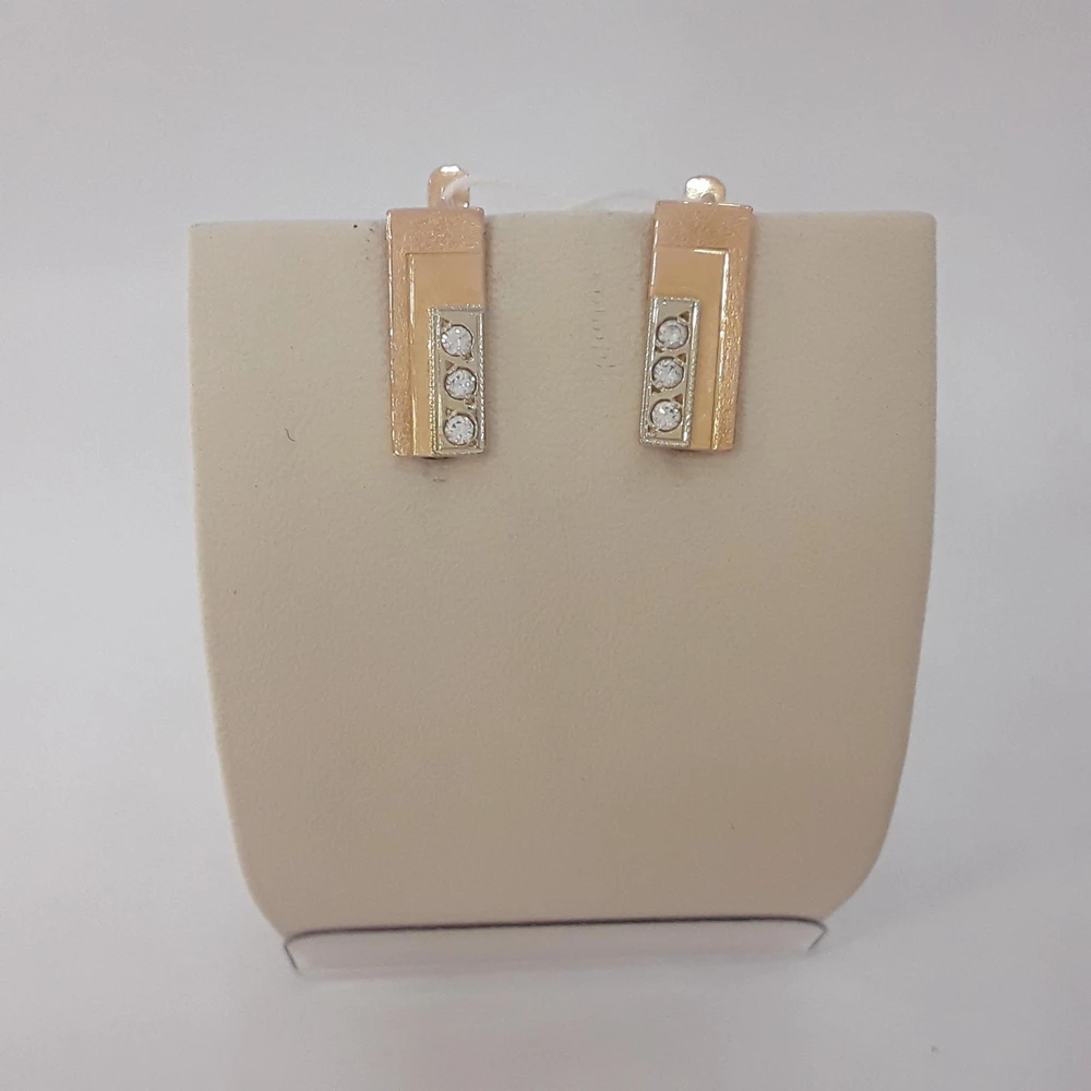 Серьги с фианитом из красного золота 585 пробы 1