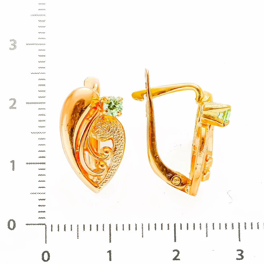 Серьги с фианитом из красного золота 585 пробы 2