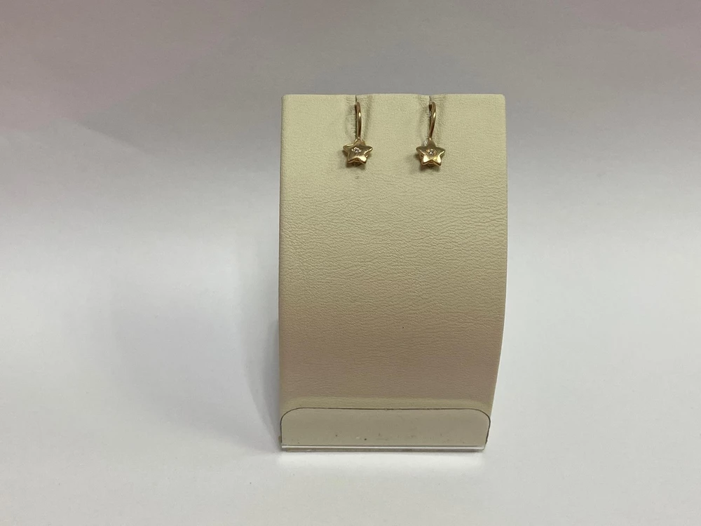 Серьги с фианитом из красного золота 585 пробы 1