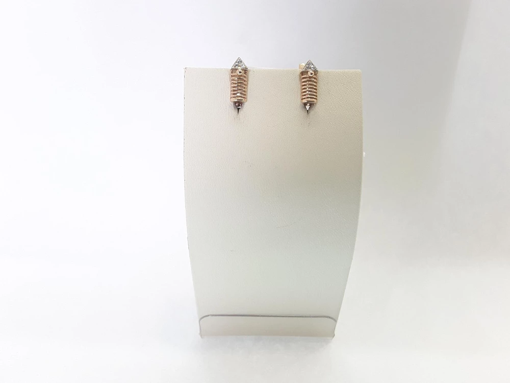 Серьги с фианитом из красного золота 585 пробы 1