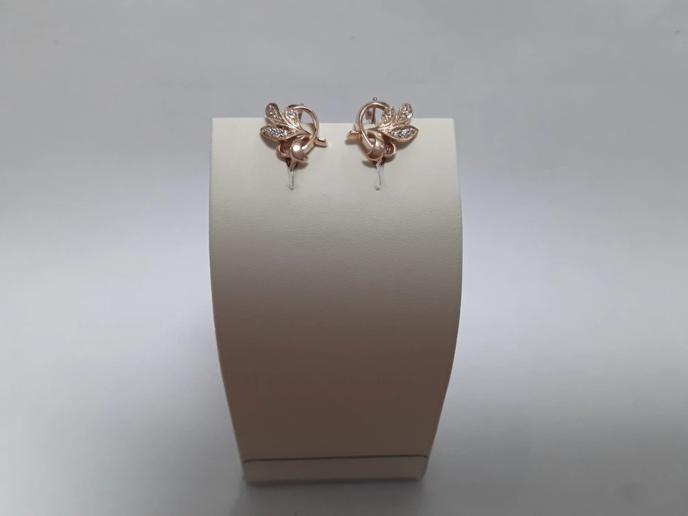 Серьги с фианитом из красного золота 585 пробы 1
