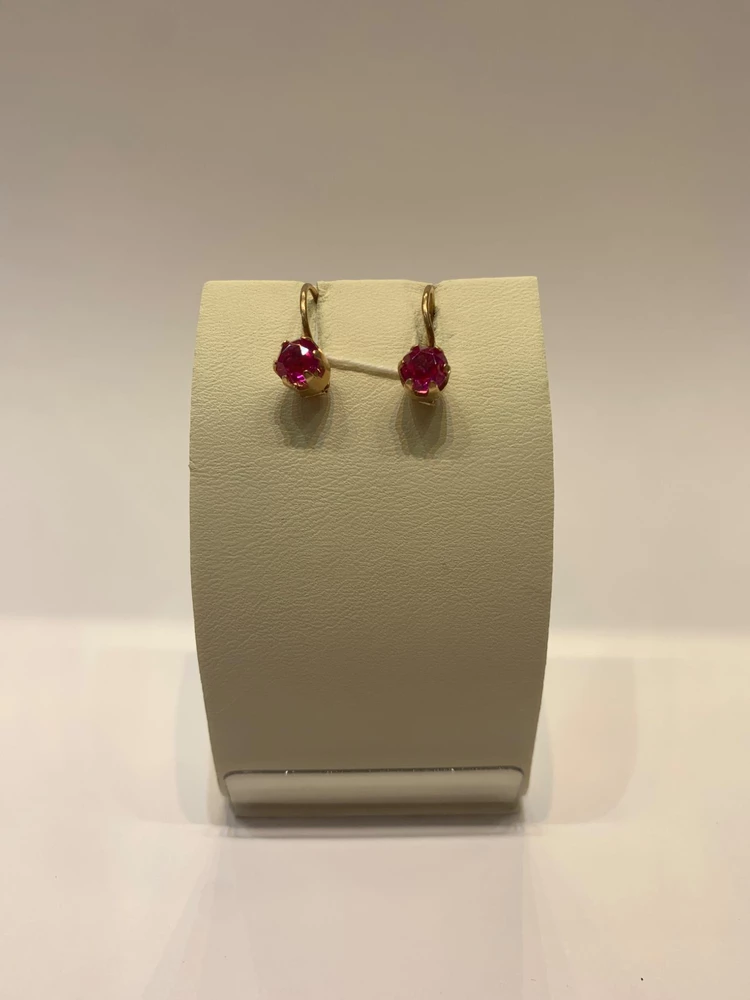 Серьги с фианитом из красного золота 585 пробы 1