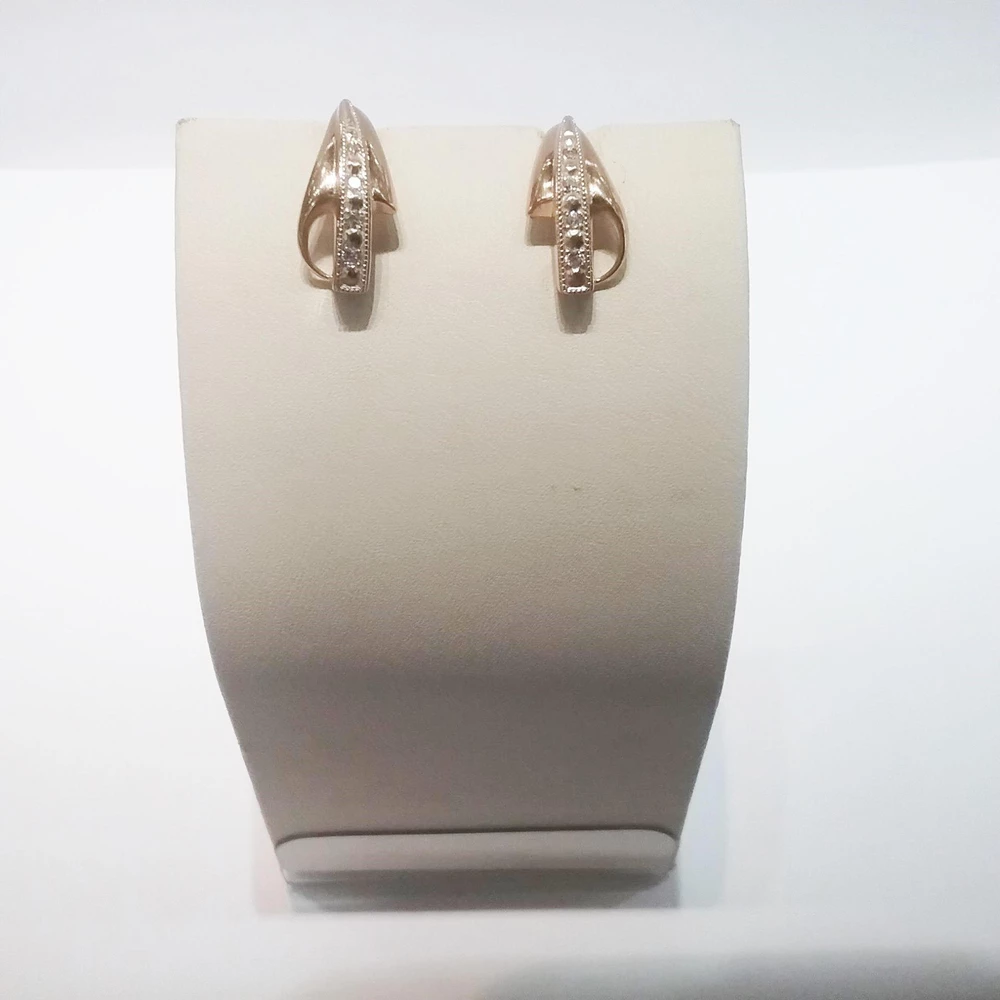 Серьги с фианитом из красного золота 585 пробы 1