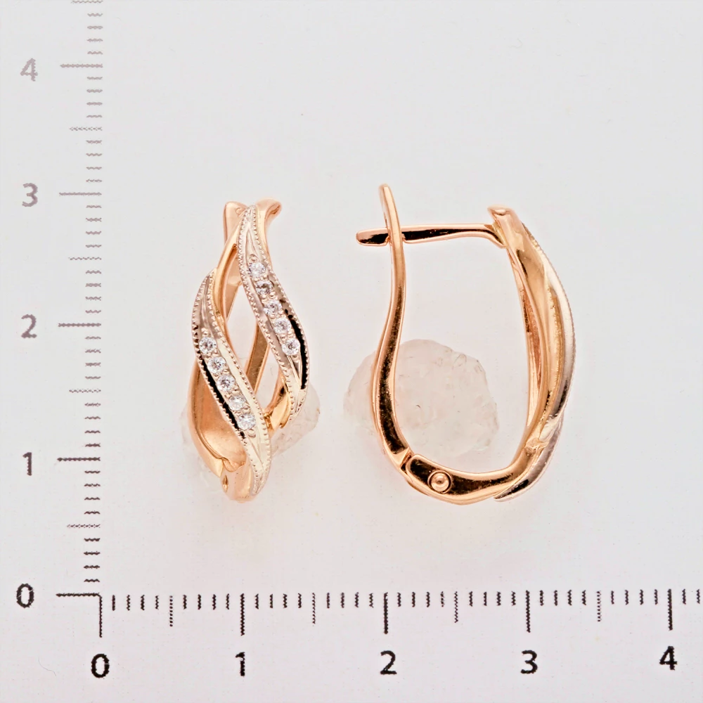 Серьги с фианитом из красного золота 585 пробы 2