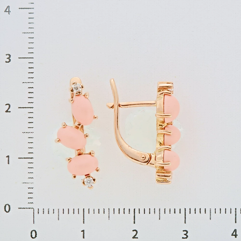 Серьги с кораллом из красного золота 585 пробы 2