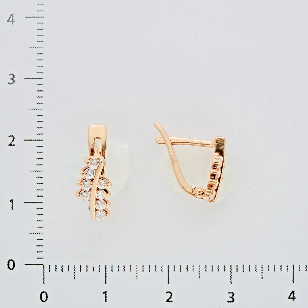 Серьги с фианитом из красного золота 585 пробы 2