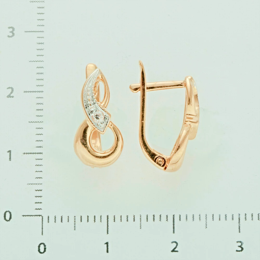 Серьги с фианитом из красного золота 585 пробы 2