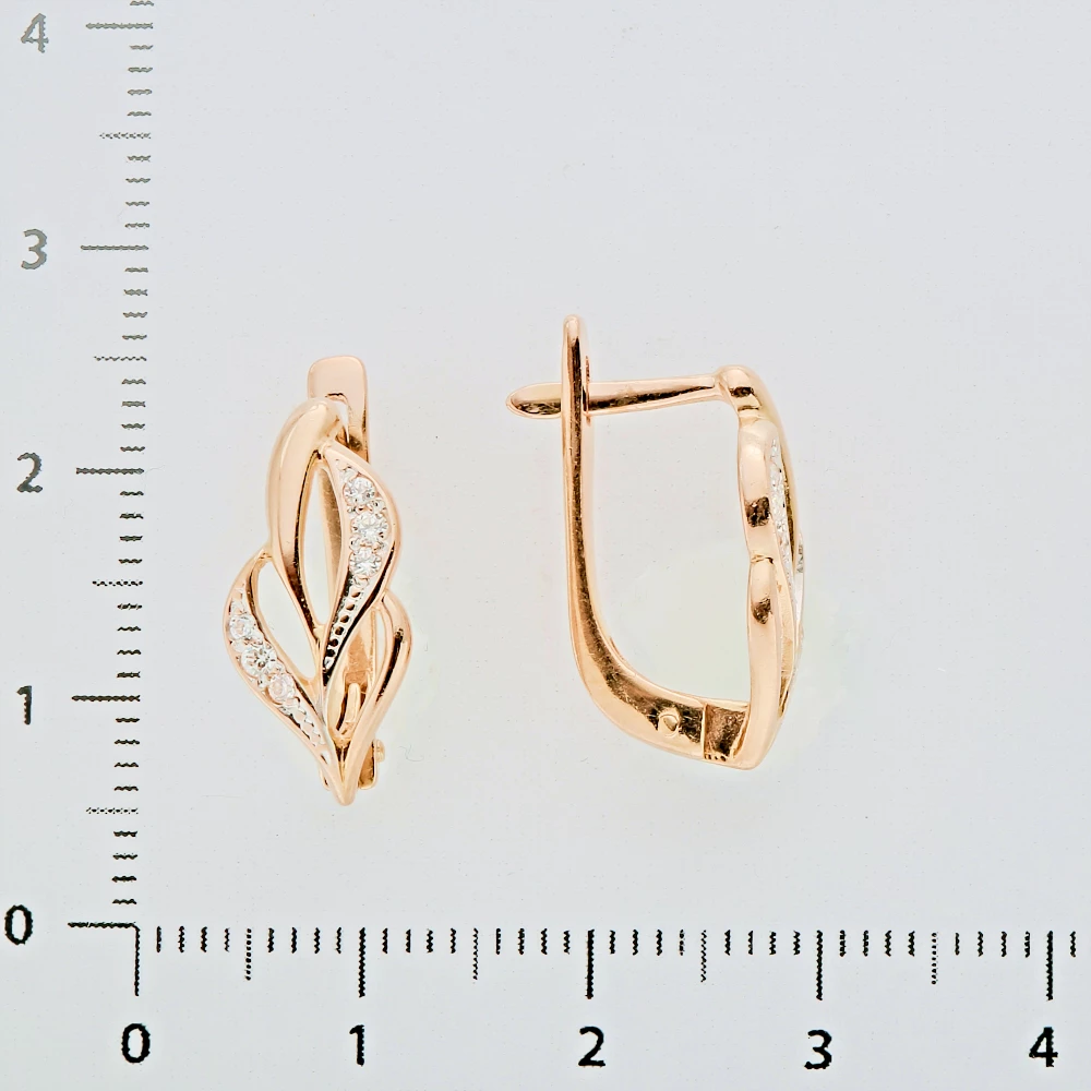 Серьги с фианитом из красного золота 585 пробы 2