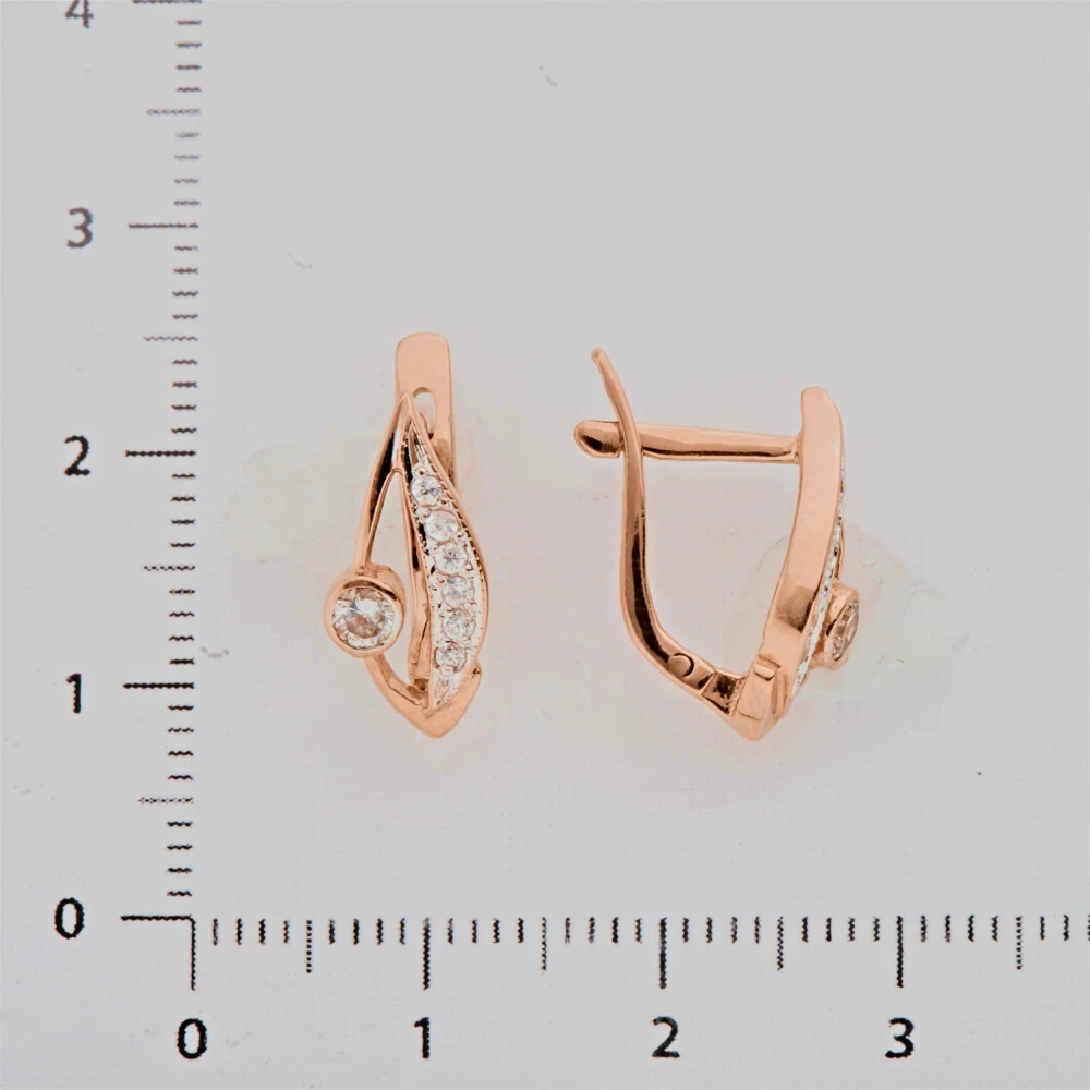Серьги с фианитом из красного золота 585 пробы 2